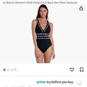 La Blanca Women’s Multi Strap Cross Back One Piece Swimsuit size 6